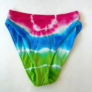 Soluna Blue Tiedye Full moon High waist bikini bottoms M NWT